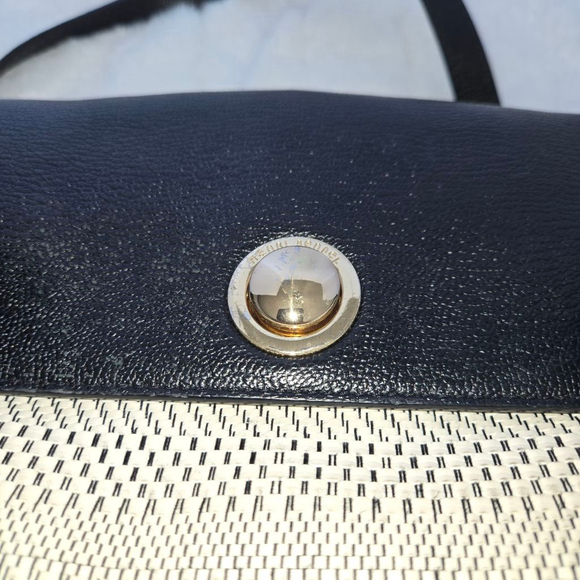 Henri Bendel Black Leather Handbag with Woven Detailing & Gold-toned hardware - Picture 9 of 15